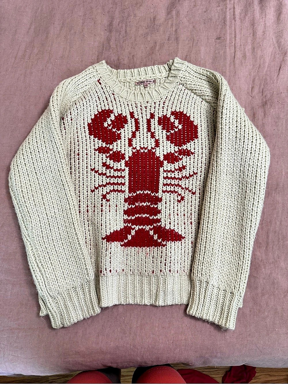 Bailey Rose Lobster Sweater Cream & Red Size Small - Picture 2 of 4